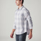 Men's Checkered Slim Fit Linen Shirt - Side View