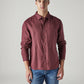 Men's Solid Slim Fit Linen Redloop Shirt - Front View