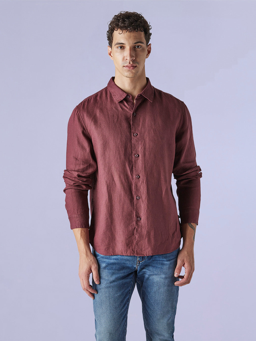 Men's Solid Slim Fit Linen Redloop Shirt - e45730b2-5558-47de-924f-3ef29c746e32 View