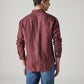 Men's Solid Slim Fit Linen Redloop Shirt - Back View