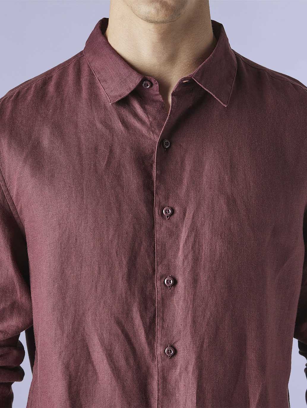 Men's Solid Slim Fit Linen Redloop Shirt - 6bb165db-9d6f-45e6-a0c9-0fbe2aa1f82a View
