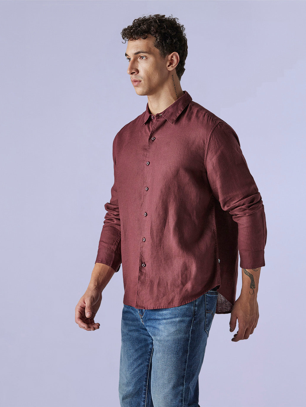 Men's Solid Slim Fit Linen Redloop Shirt - 5c21f1a4-4bd7-4ba8-b830-6dd5786547e8 View