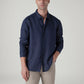 Men's Solid Slim Fit Linen Redloop Shirt - Logo View