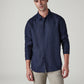 Men's Solid Slim Fit Linen Redloop Shirt - Front View