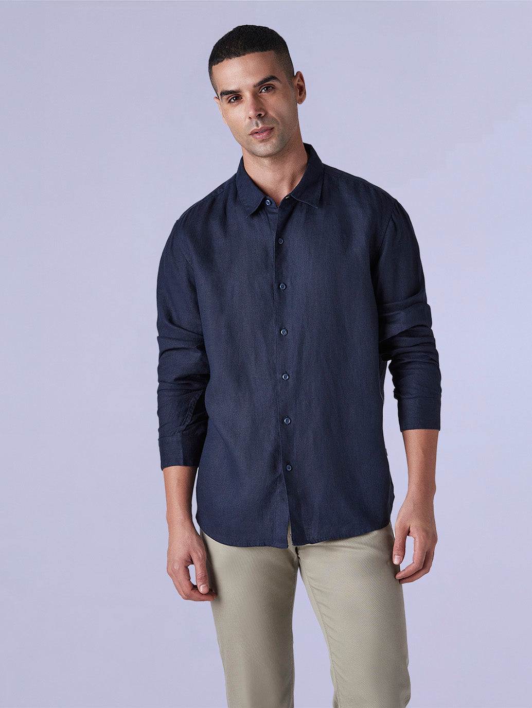 Men's Solid Slim Fit Linen Redloop Shirt - 0a73e4c0-d18d-480a-9ecc-b76b2c02ba8d View