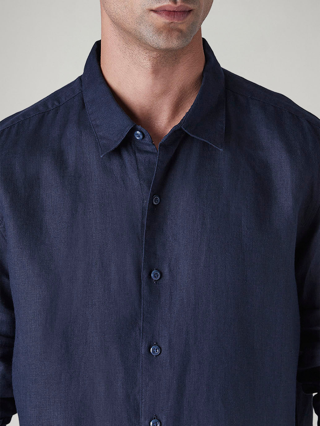Men's Solid Slim Fit Linen Redloop Shirt - 20 View