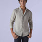 Men's Redloop Light Grey Solid Slim Fit Linen Shirt - c09afc0b-6427-42a9-8e30-33563f6de912 View