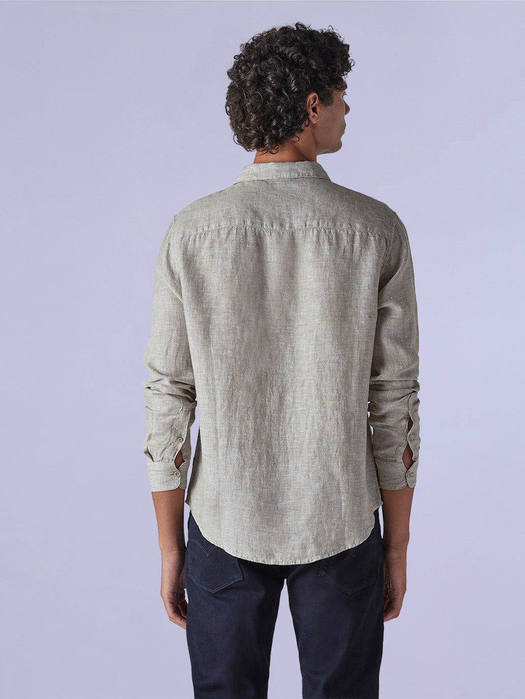 Men's Redloop Light Grey Solid Slim Fit Linen Shirt - b05d6179-9e35-474e-8890-6965228e2e28 View