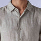Men's Redloop Light Grey Solid Slim Fit Linen Shirt - 11a49875-73c3-46e1-b9b5-de0856945b81 View