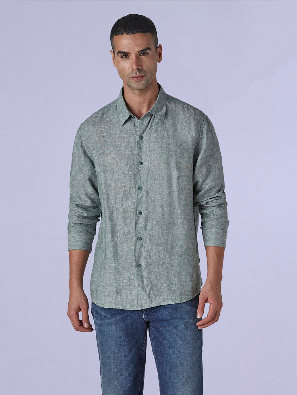 Men's Solid Slim Fit Linen Redloop Shirt - 53122dc6-3217-4743-9f32-8109576d0ea3 View