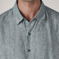 Men's Solid Slim Fit Linen Redloop Shirt - Detail View