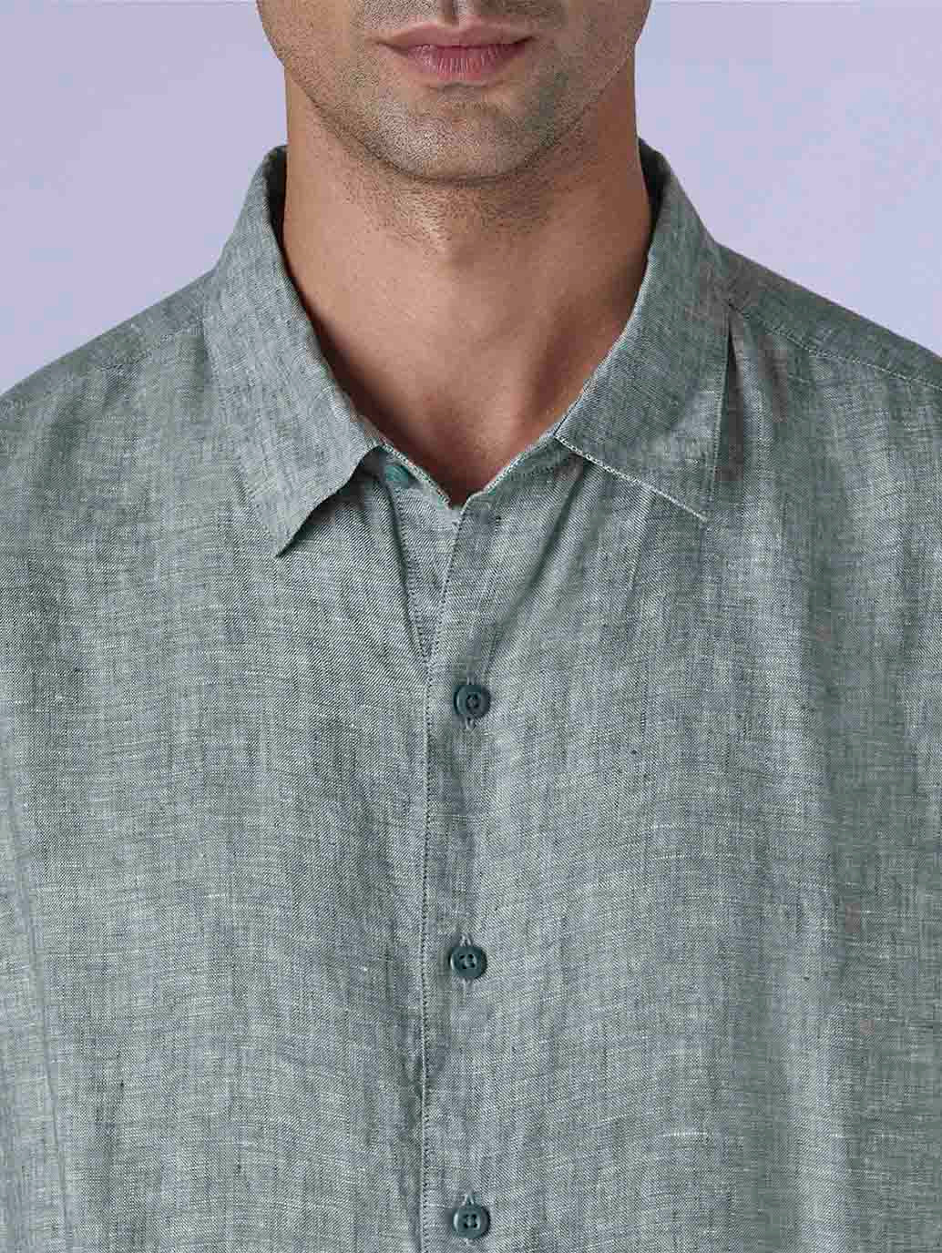 Men's Solid Slim Fit Linen Redloop Shirt - b07d75d4-831a-4297-9deb-6d6477f7ffe9 View