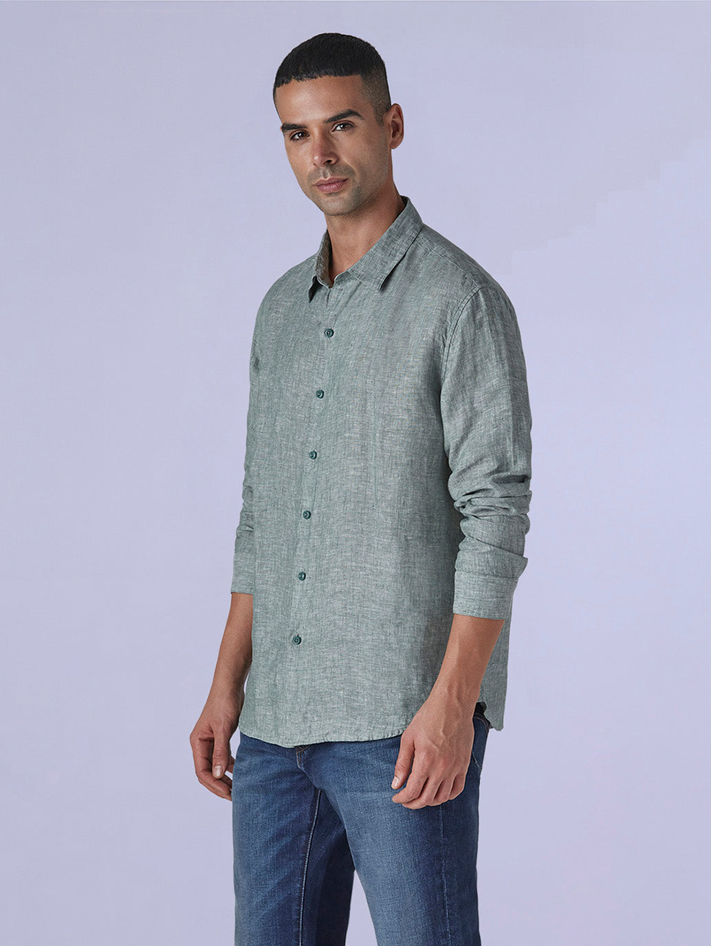 Men's Solid Slim Fit Linen Redloop Shirt - 7e1ed881-5268-4d9e-bfcb-e82cc357e0d2 View