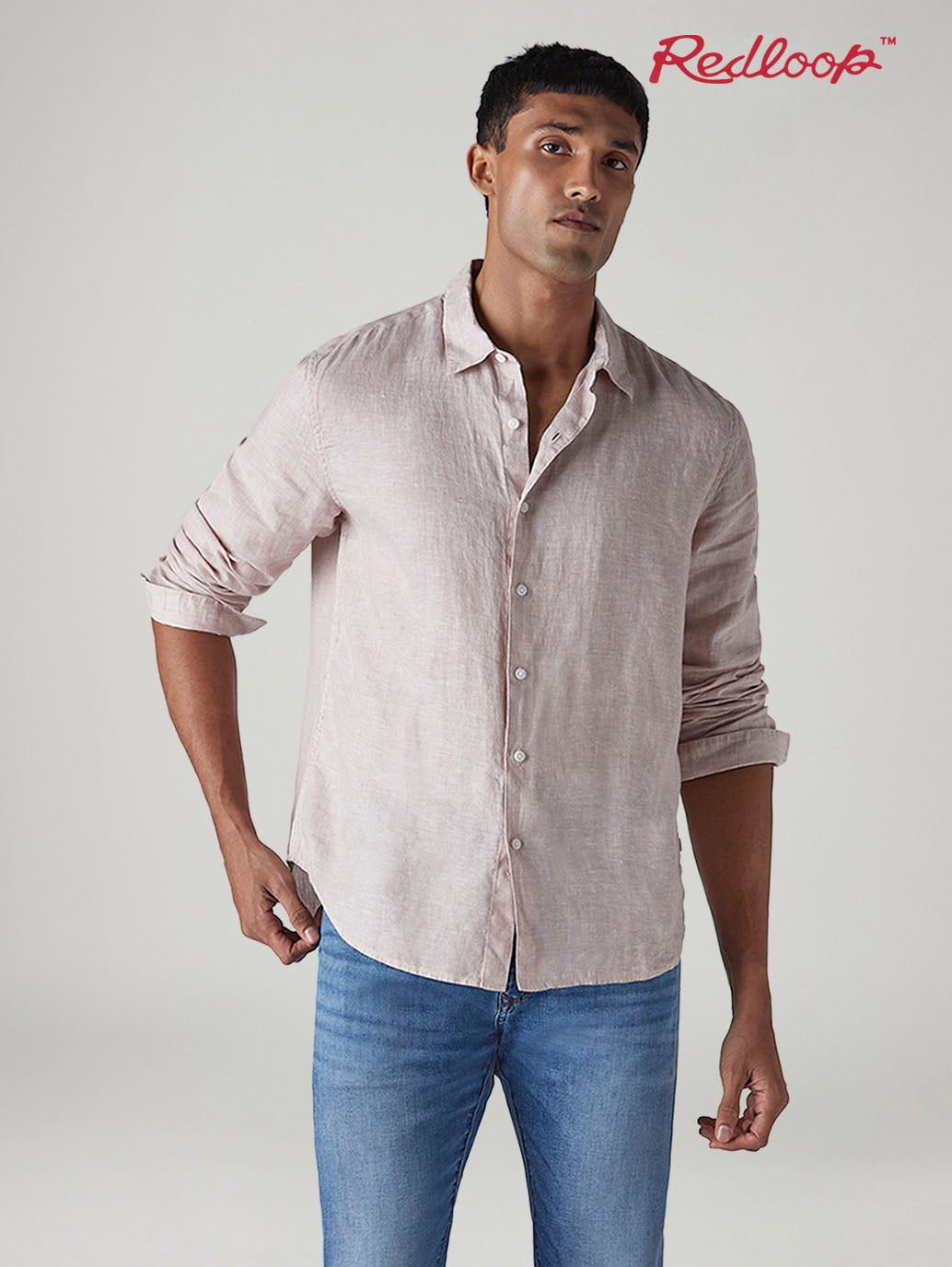 Men's Solid Slim Fit Redloop Linen Shirt