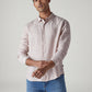 Men's Solid Slim Fit Redloop Linen Shirt - Front View