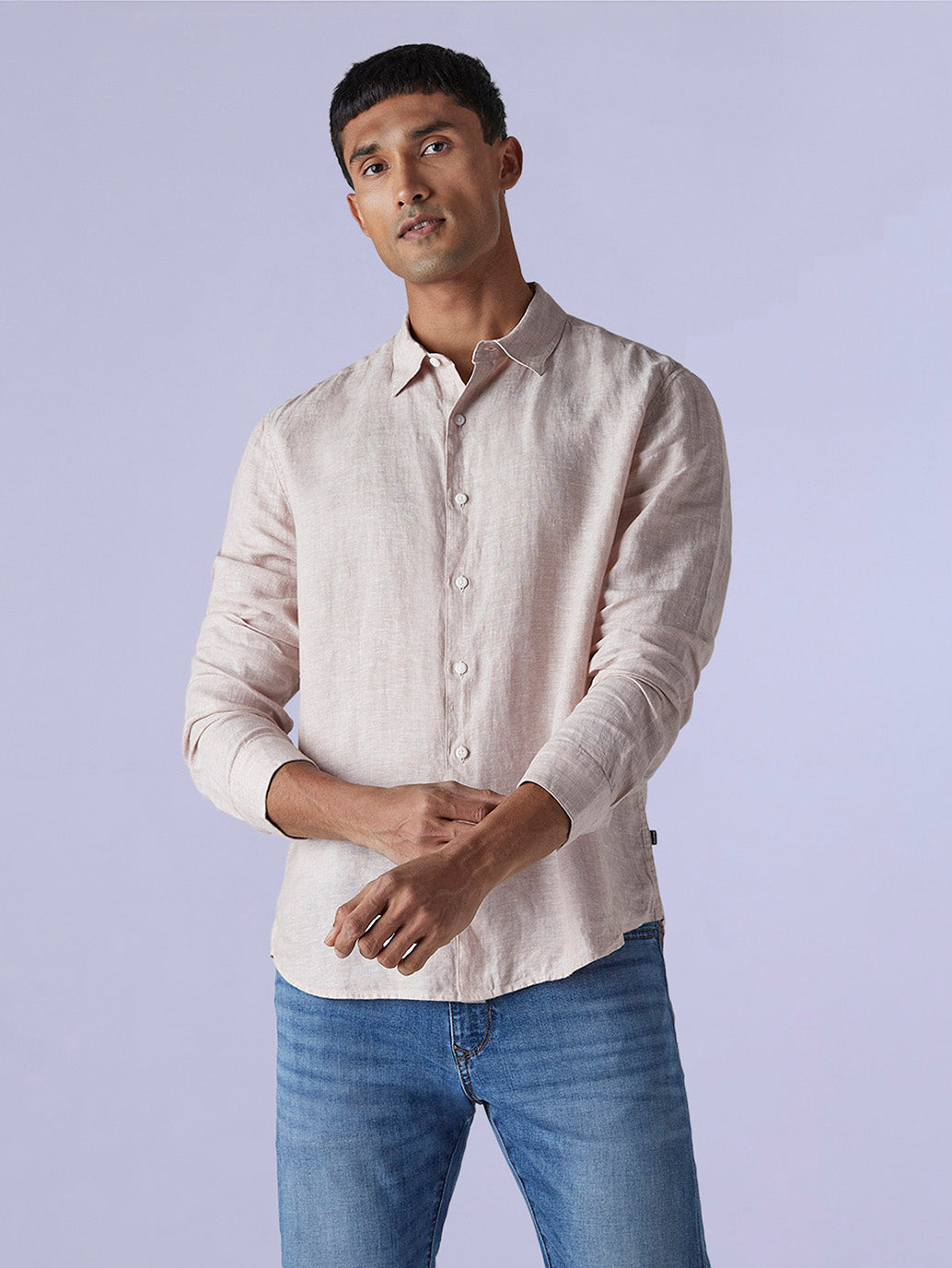 Men's Solid Slim Fit Redloop Linen Shirt - cbfe920b-71ee-4441-b351-66946532549f View