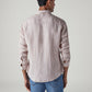 Men's Solid Slim Fit Redloop Linen Shirt - Back View