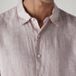 Men's Solid Slim Fit Redloop Linen Shirt - Detail View