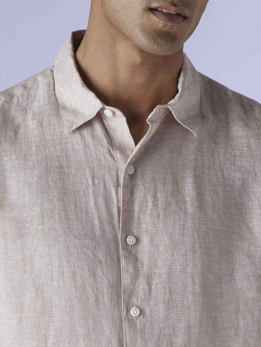 Men's Solid Slim Fit Redloop Linen Shirt - 3e0beeea-6ebb-4be4-b99e-13d3c08e30b7 View