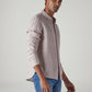 Men's Solid Slim Fit Redloop Linen Shirt - Side View