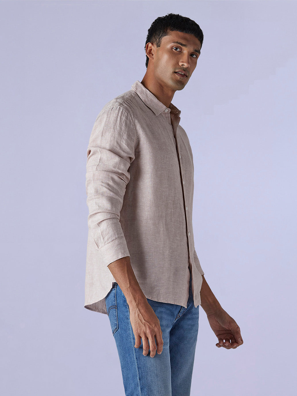 Men's Solid Slim Fit Redloop Linen Shirt - b8ceb78d-0cf4-46c8-91e1-880a05870fd8 View