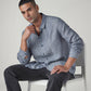 Men's Redloop Solid Slim Fit Linen Shirt - Logo View