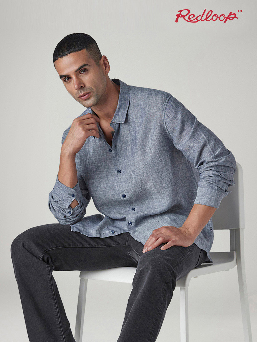 Men's Redloop Solid Slim Fit Linen Shirt