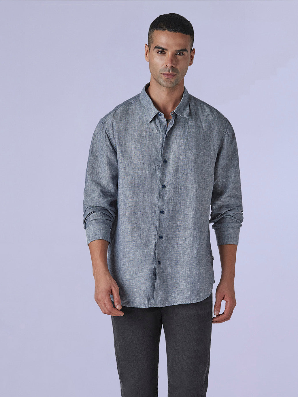 Men's Redloop Solid Slim Fit Linen Shirt - 5bb73684-f7d2-4c55-b227-d11191cb60d9 View