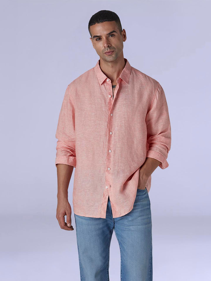 Men's Solid Slim Fit Linen Redloop Shirt