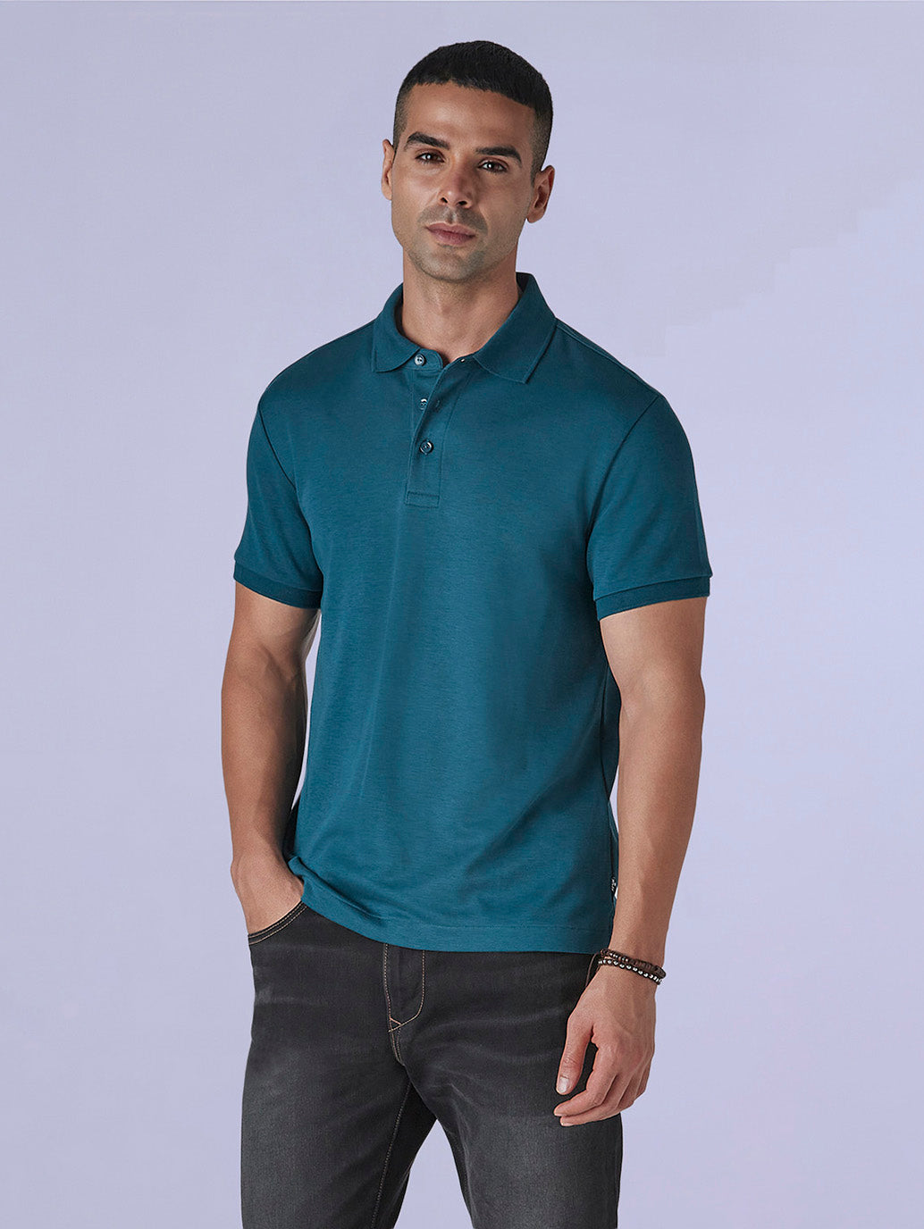 Men's Redloop Solid Slim Fit Interlock Polo T-shirt