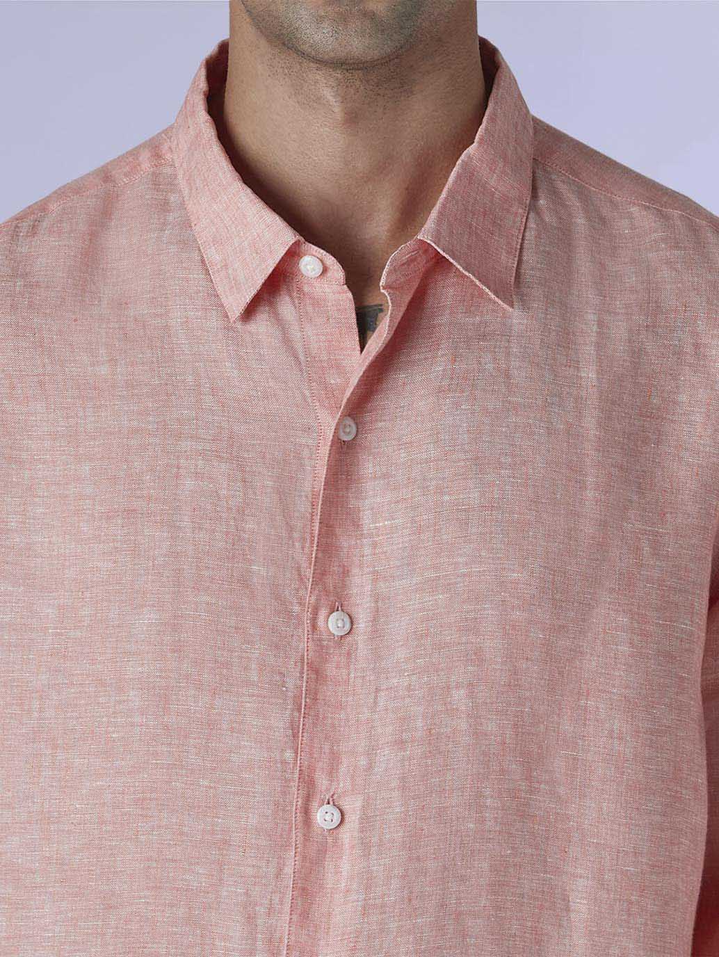 Men's Solid Slim Fit Linen Redloop Shirt - d9924ad3-9696-4bed-aabe-41c7cf12b902 View