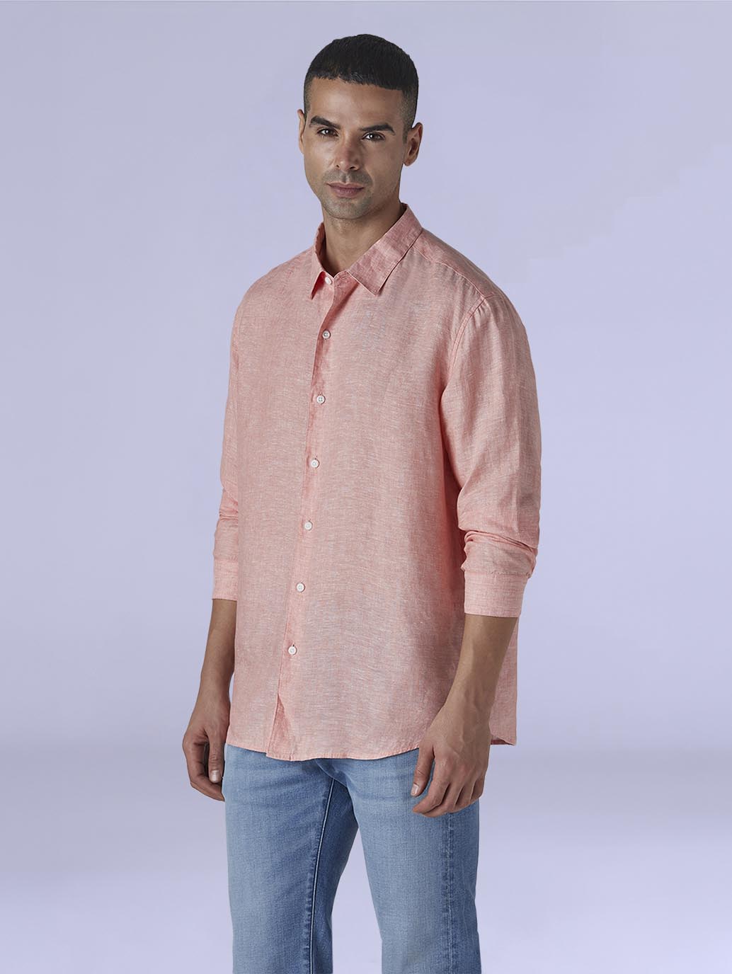 Men's Solid Slim Fit Linen Redloop Shirt - d266e0fa-acbf-43e8-990b-bf02163a1536 View