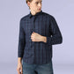 Men's Checkered Slim Fit Redloop Linen Shirt - Front View