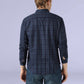 Men's Checkered Slim Fit Redloop Linen Shirt - Back View