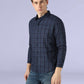 Men's Checkered Slim Fit Redloop Linen Shirt - Side View