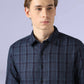 Men's Checkered Slim Fit Redloop Linen Shirt - 20 View