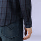 Men's Checkered Slim Fit Redloop Linen Shirt - Detail View