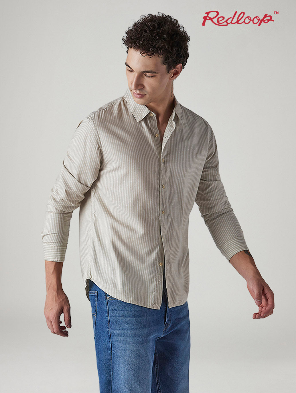 Men's Striped Slim Fit Linen Shirt
