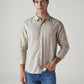 Men's Striped Slim Fit Linen Shirt - Front View