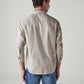 Men's Striped Slim Fit Linen Shirt - Back View