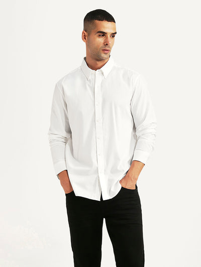 Men's Solid White Slim Fit Shirt