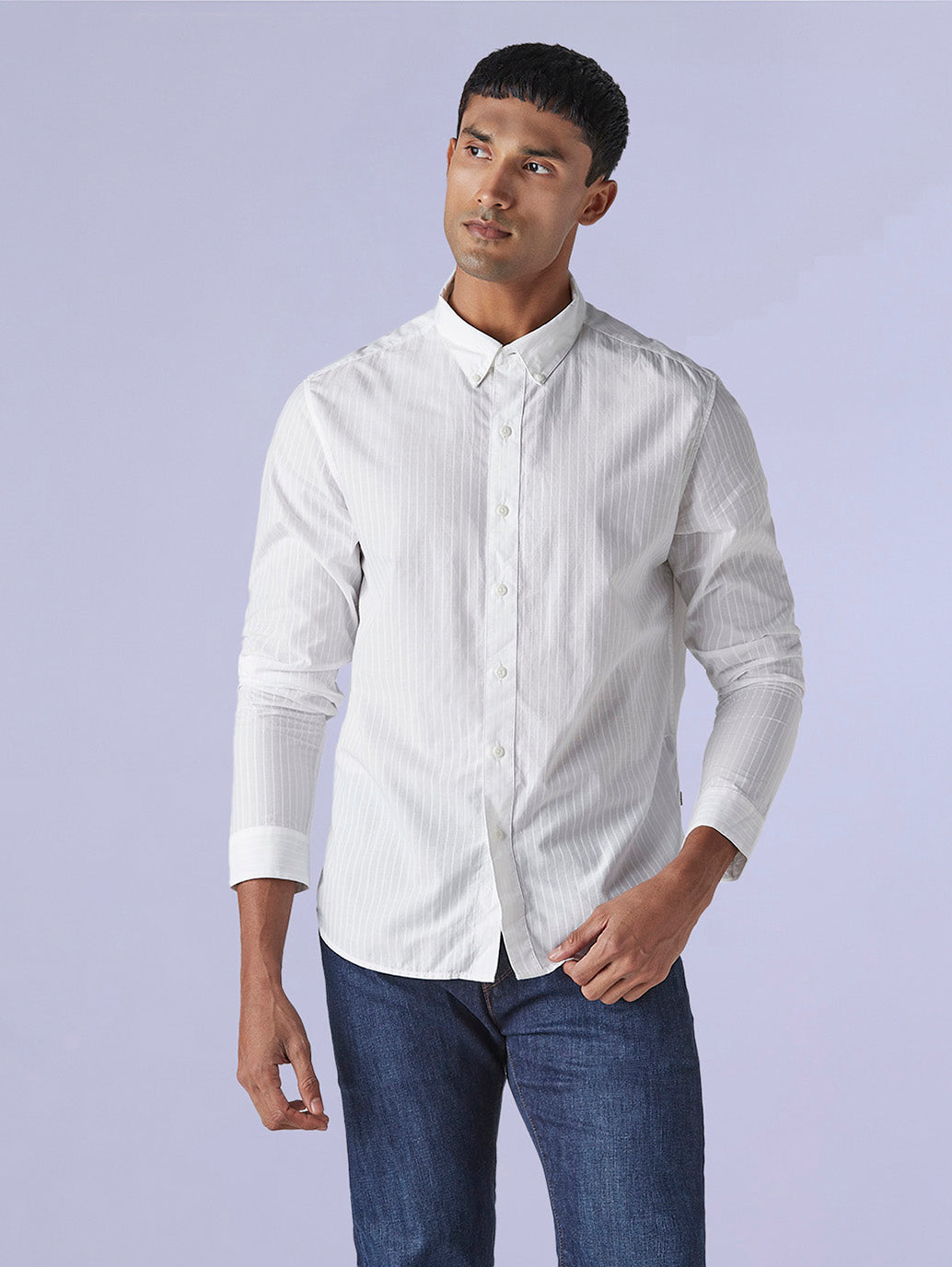 Men's Striped Slim Fit Dobby Redloop Shirt - 0388e0a5-efcf-432a-9350-4febb65409b6 View