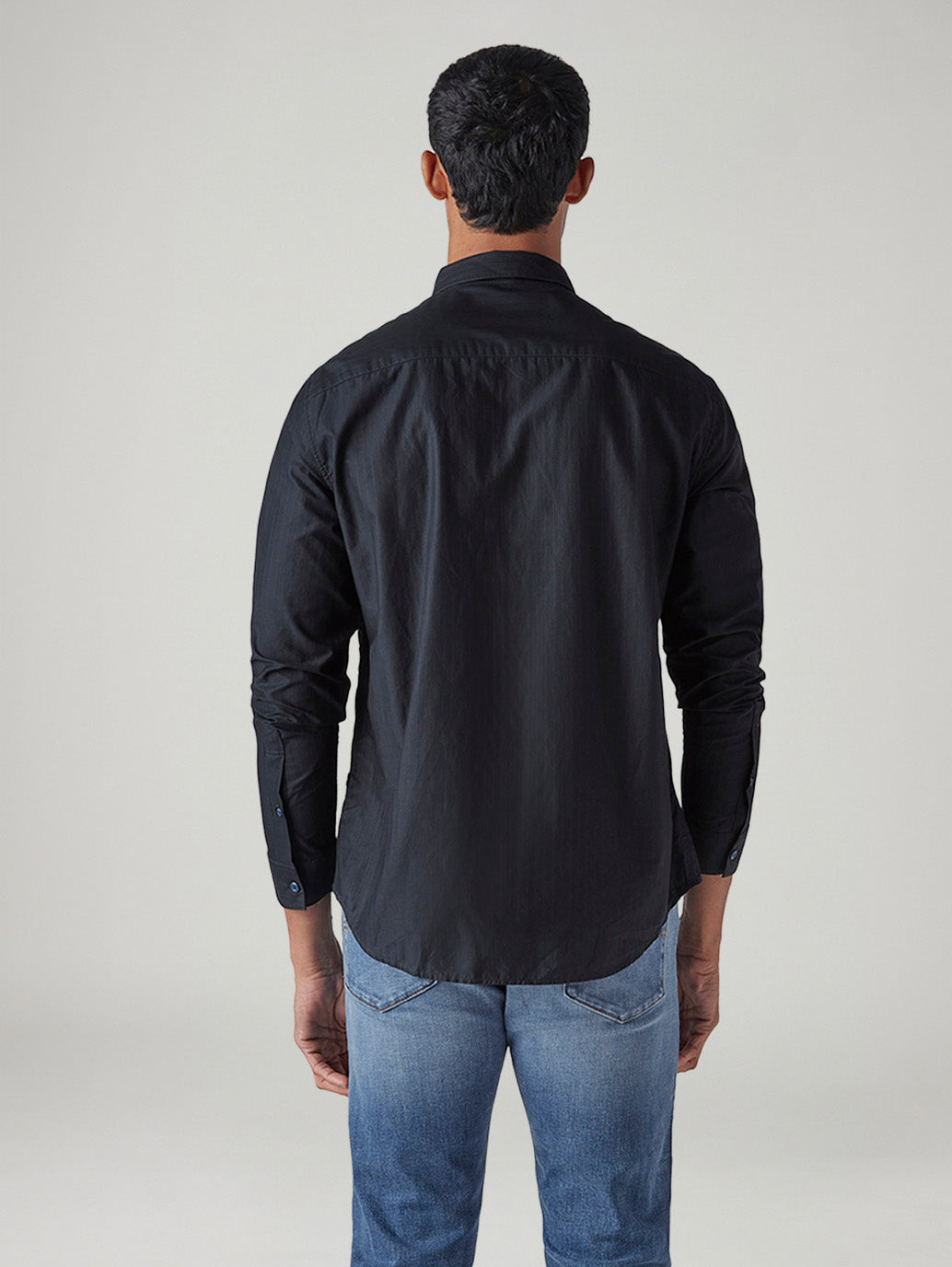 Men's Striped Slim Fit Redloop Dobby Shirt - Back View