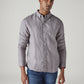 Men's Redloop Checkered Slim Fit Linen Shirt - Front View