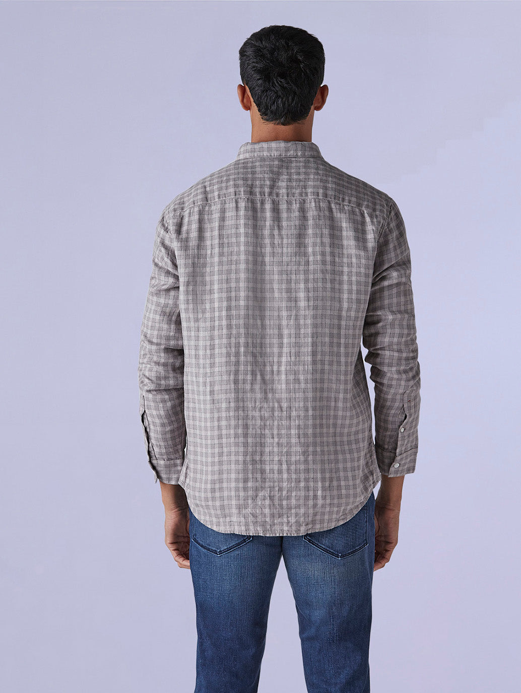 Men's Redloop Checkered Slim Fit Linen Shirt - c41a5219-90d1-4041-b21e-f32483b99cd9 View