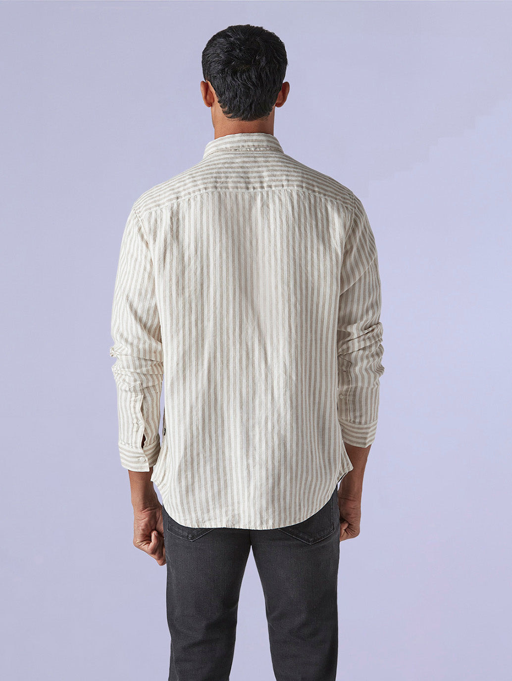 Men's Redloop Striped Slim Fit Linen Shirt - c7f99e63-b683-4a72-b79f-f6e72a775132 View