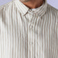 Men's Redloop Striped Slim Fit Linen Shirt - detail View