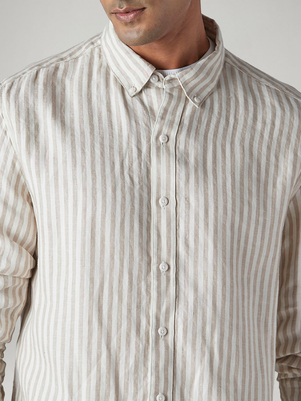 Men's Redloop Striped Slim Fit Linen Shirt - 20 View