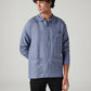 Men's Solid Blue Linen Shacket - Front View