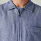 Men's Solid Blue Linen Shacket - Detail View